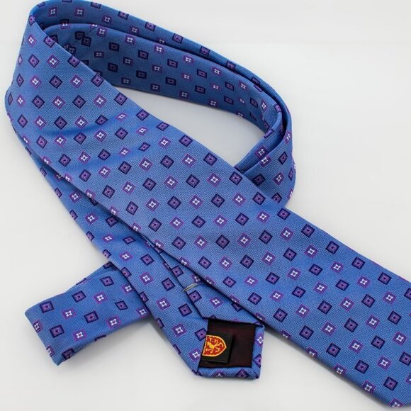 SILK Woven Tie - Blue Square Pattern | English Laundry - Picture 3 of 7